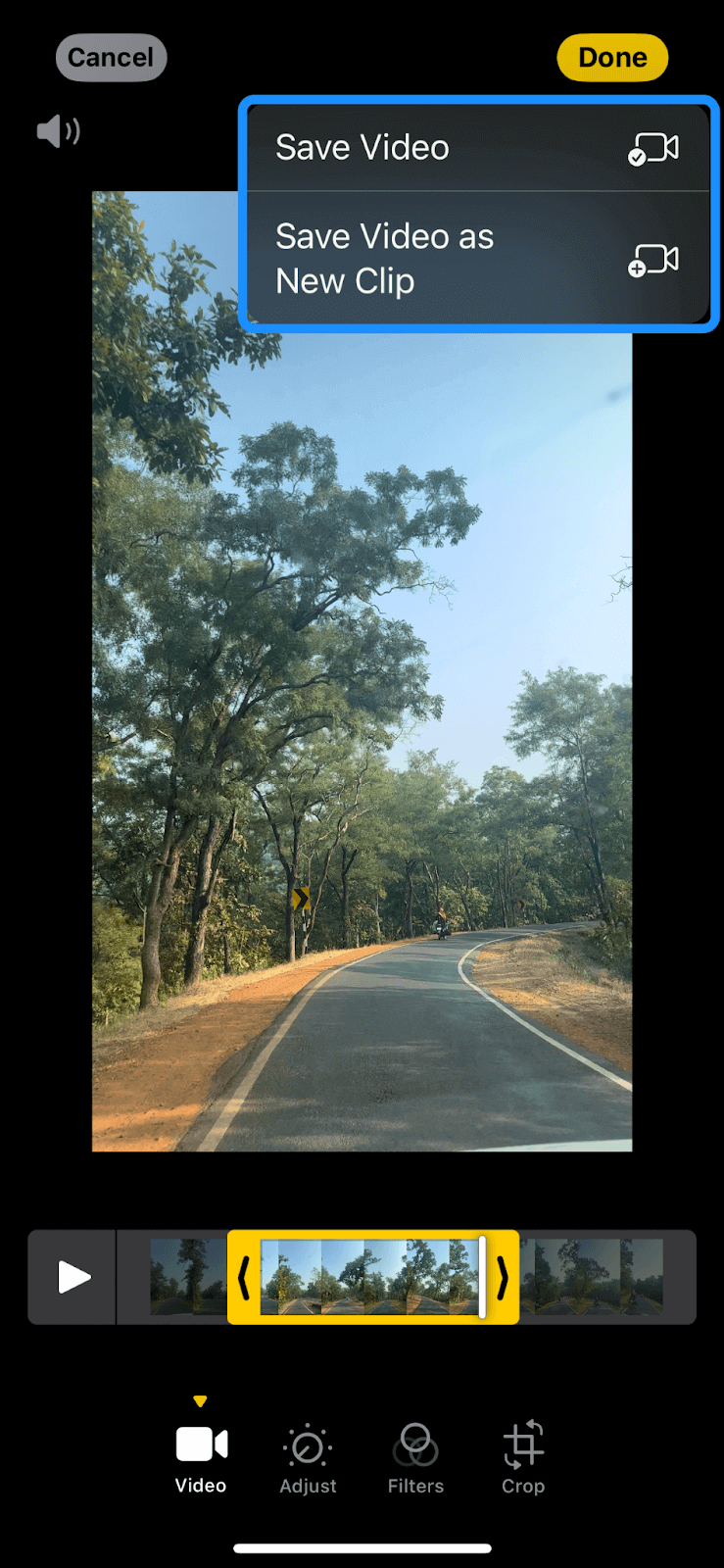 Saving video in Photos app