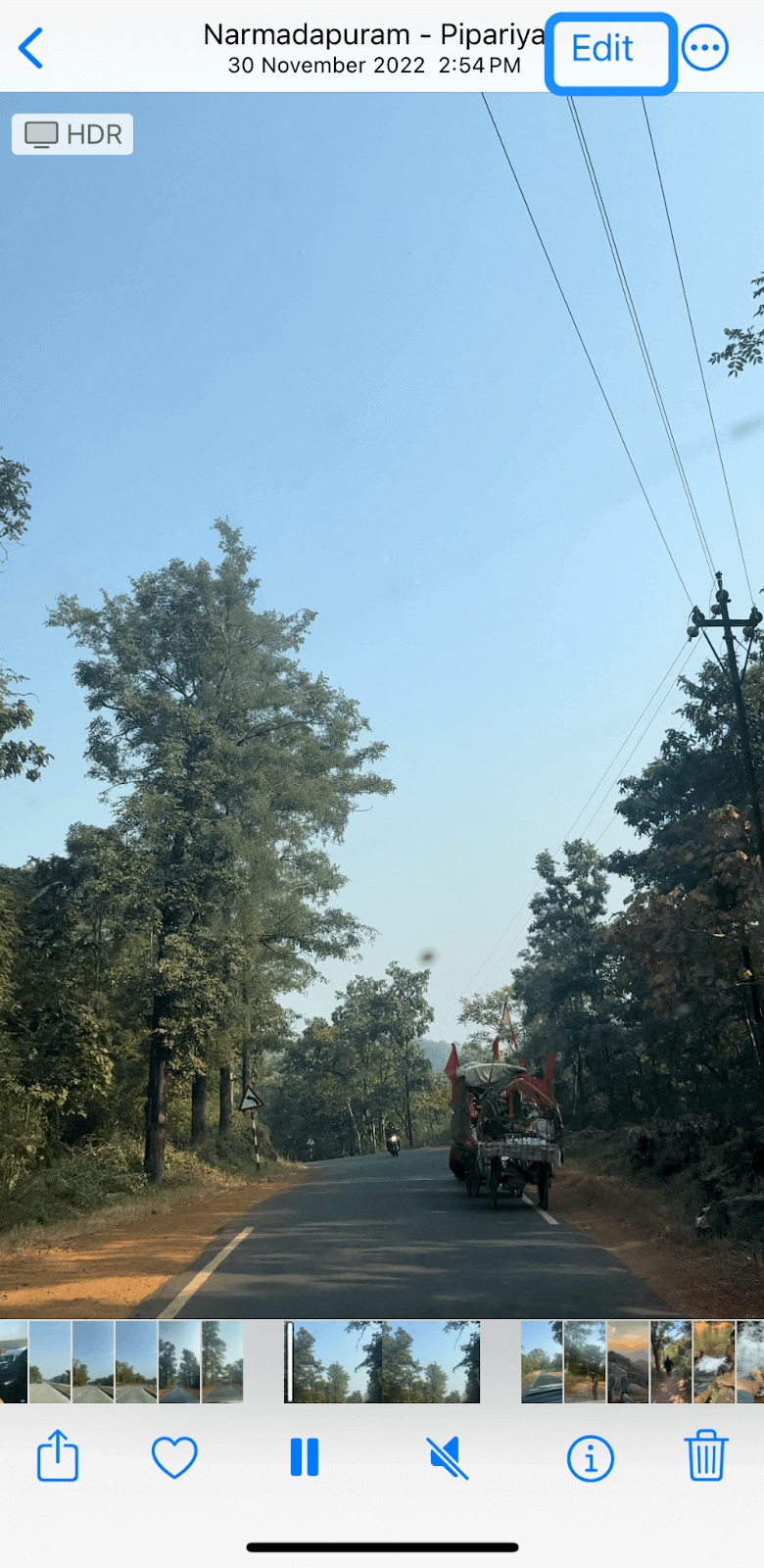 Finding the Edit feature in the Photos app