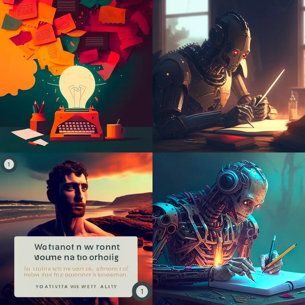 Image of 4 AI generated images created by Midjourney