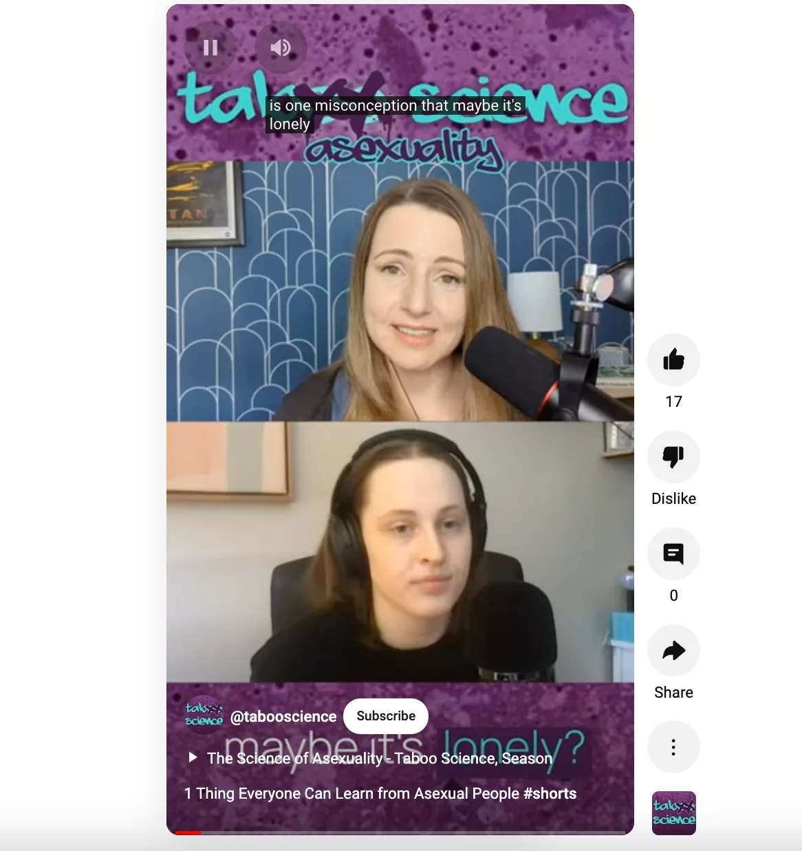 Two women in a podcast discussing asexuality, one with a microphone and one with headphones.