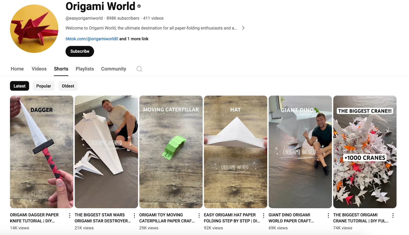 YouTube Shorts from Origami World channel with paper folding tutorials and creations.