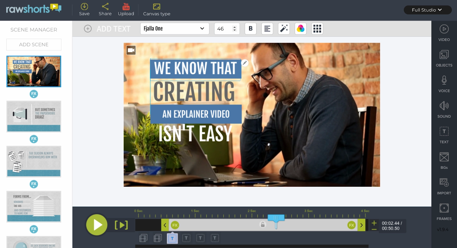Image of user creating an explainer video in Raw Shorts
