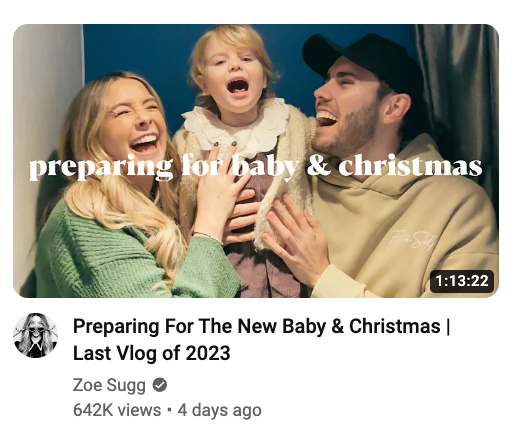Image of good thumbnail example from Zoe Sugg