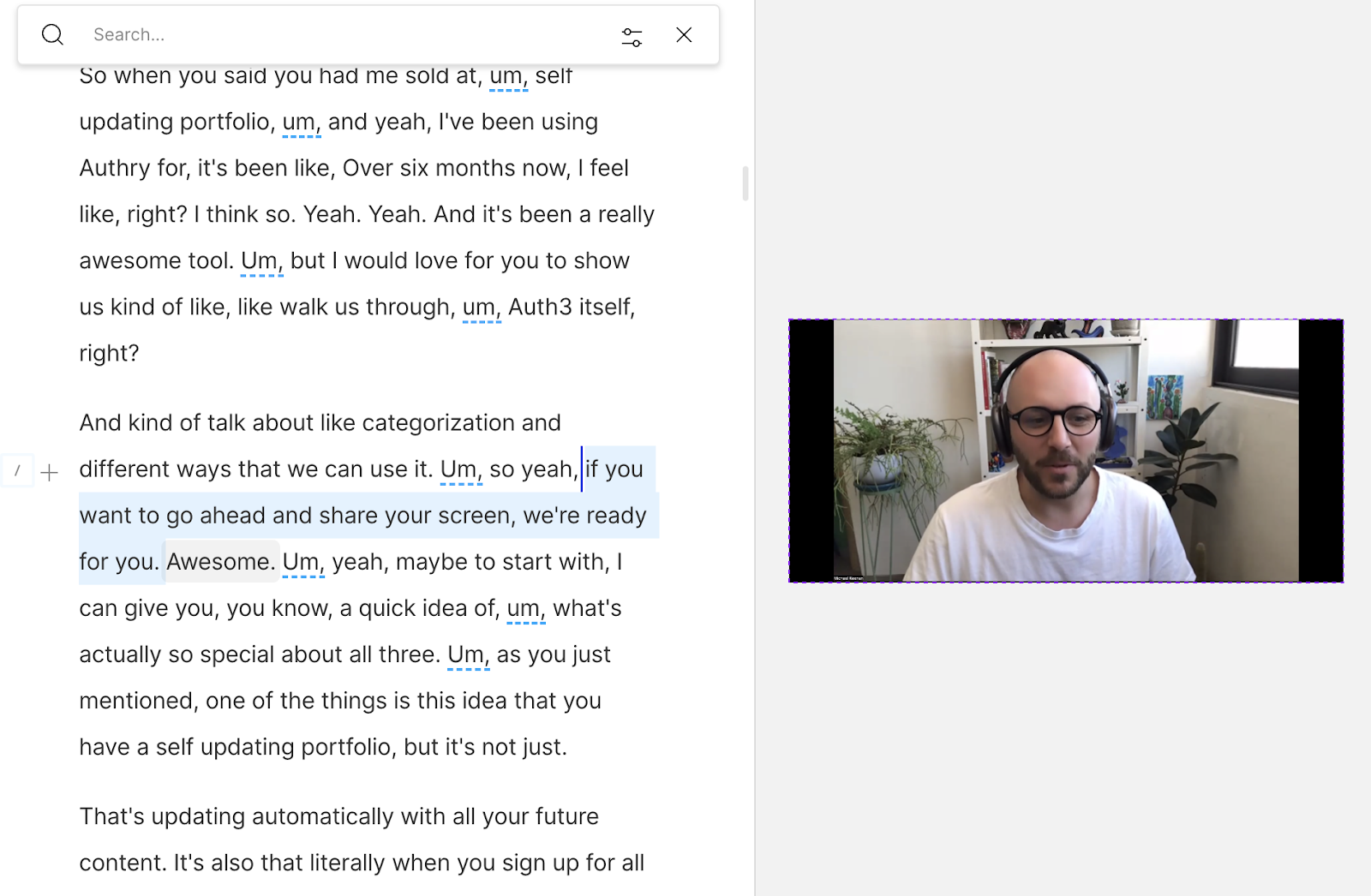 Trimming a video with Descripts video trimming tool