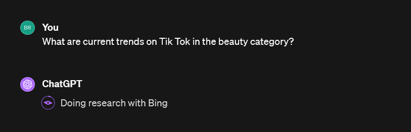 ChatGPT searching the internet with Bing
