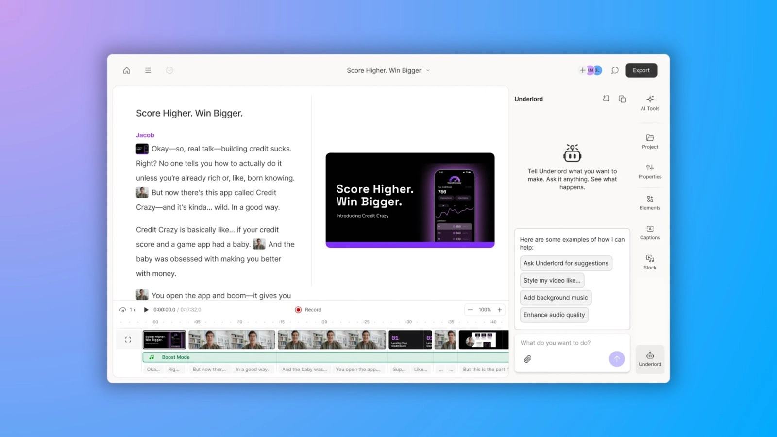 Screenshot of Descript