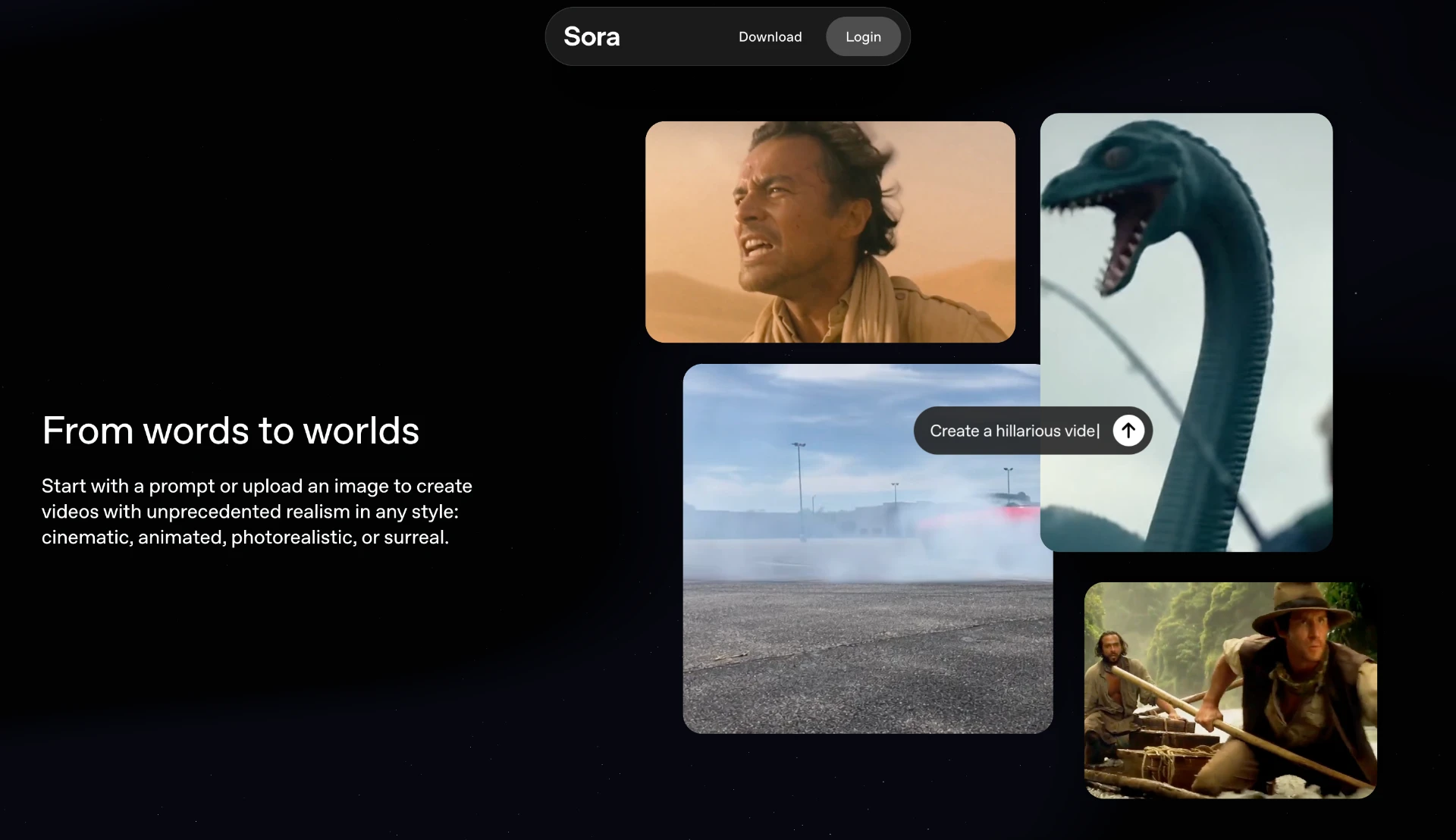 Screenshot of OpenAI Sora website