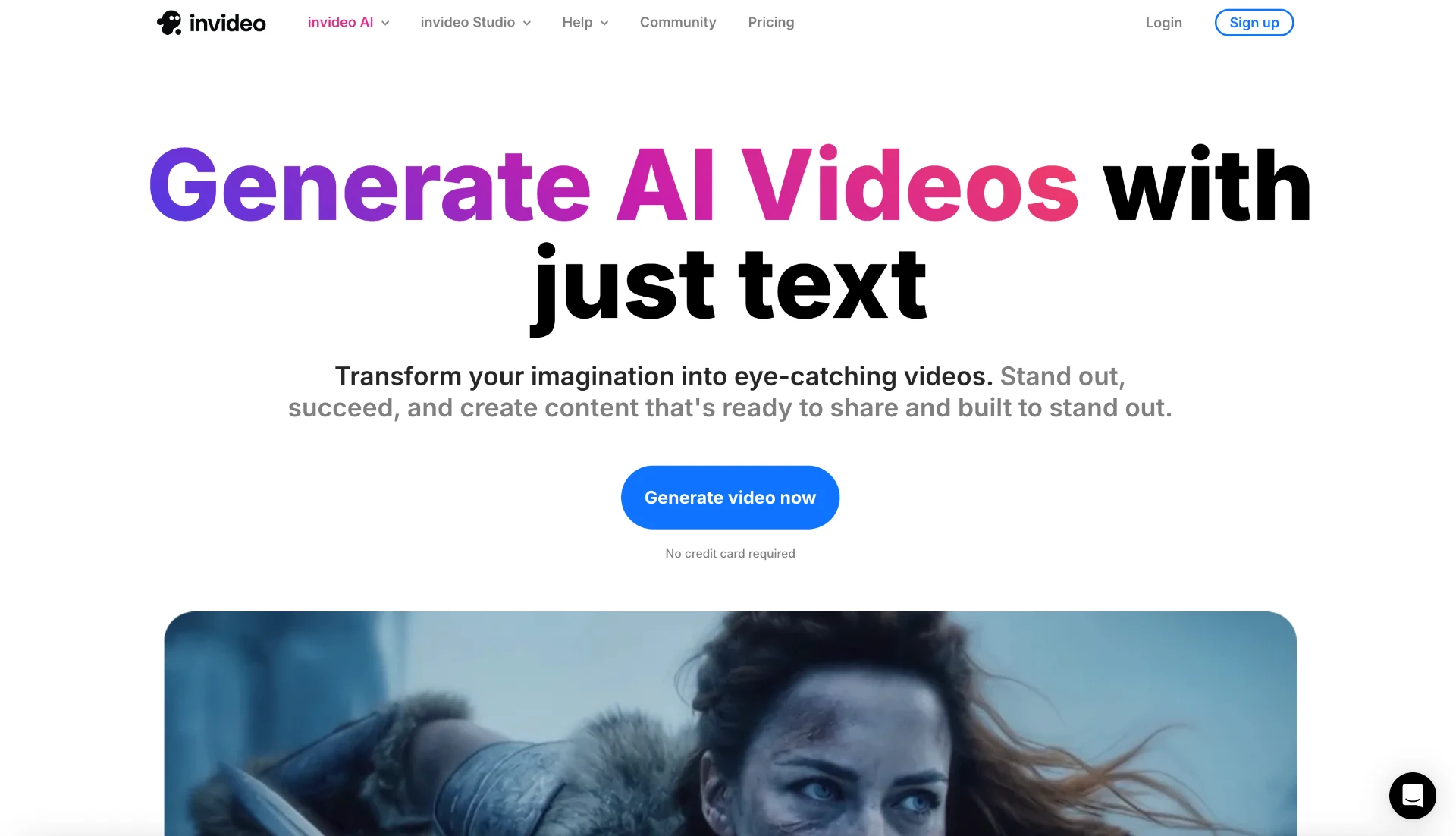 Screenshot of InVideo website