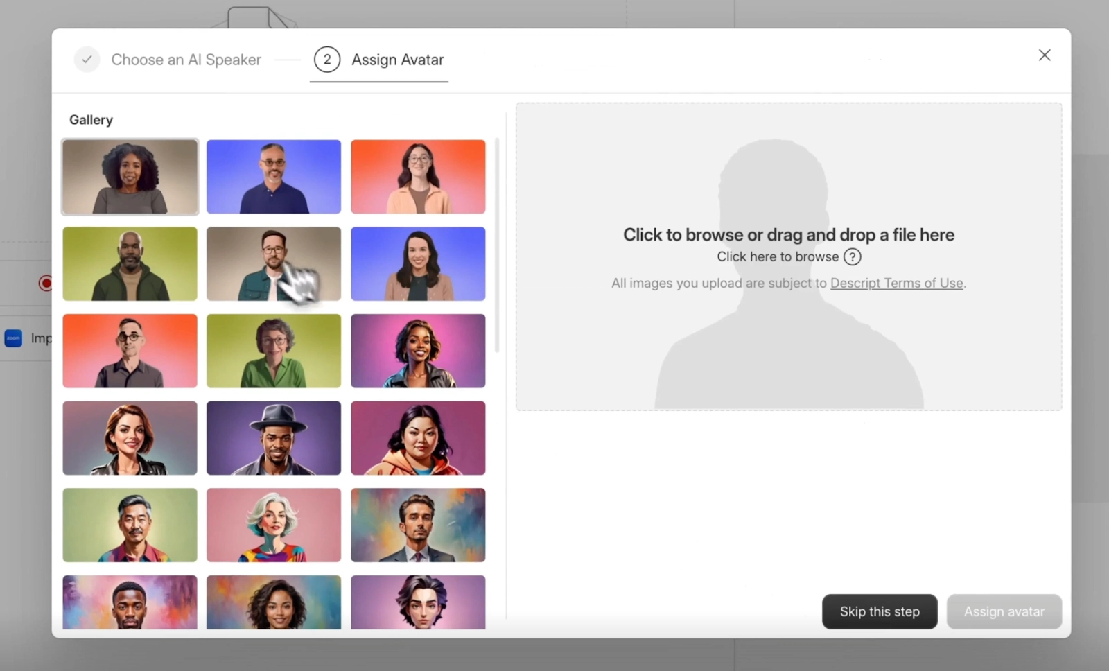 Screenshot of Descript