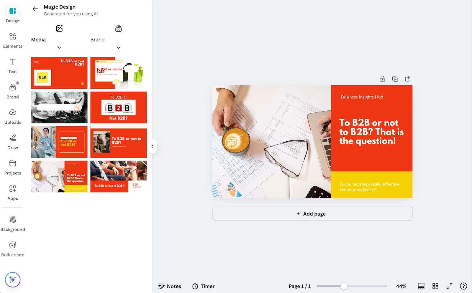 Using AI in Canva to generate Youtube thumbnail design directions