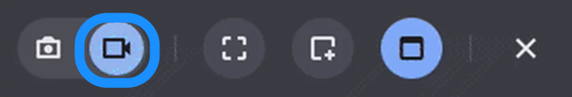 Showing the screen record icon on a Chromebook