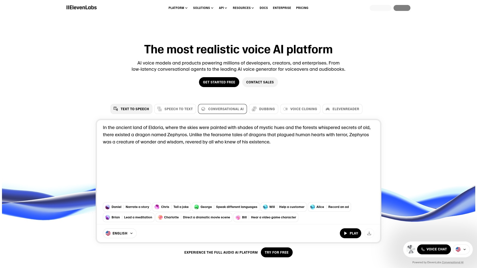ElevenLabs interface screenshot