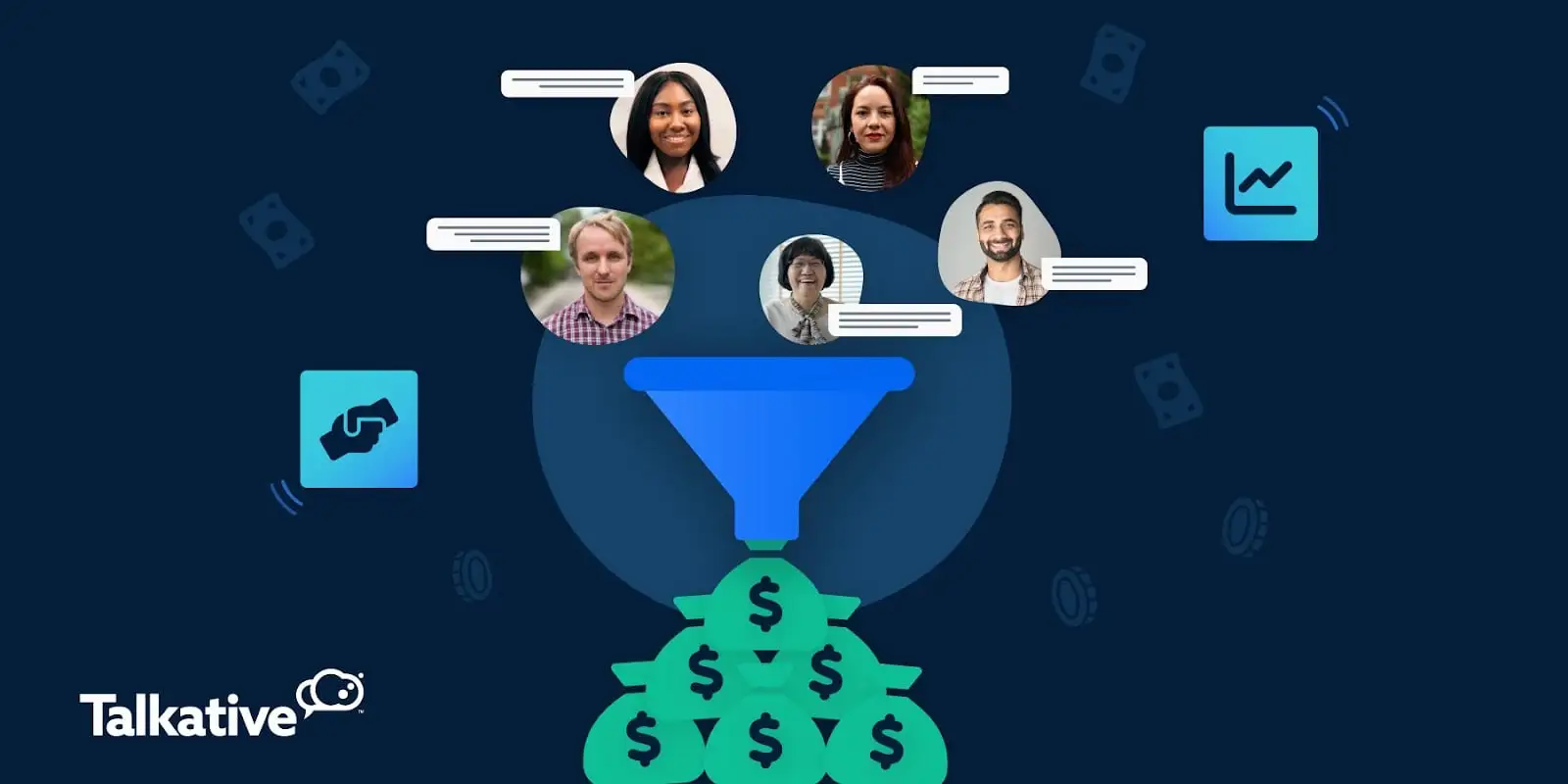 Turning conversations into sales via funnel that represents customer communication