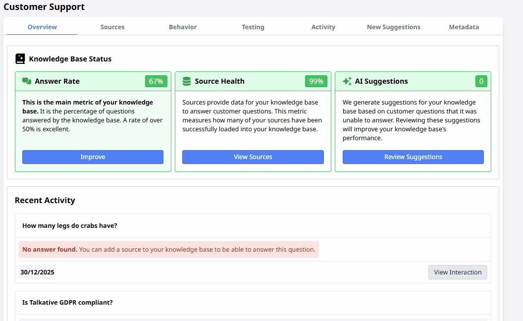 GIF showing new knowledge base user interface