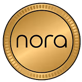 A gold coin with the word Nora on it.