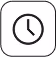 A black and white clock with a white background.