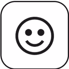 A smiley face with a black outline.