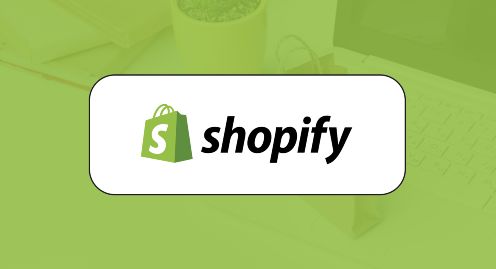 A green and white logo for Shopify.