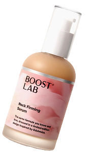 A bottle of Boost Lab neck firming serum.