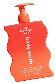 A bottle of body wash by the brand The Breakout Hack.
