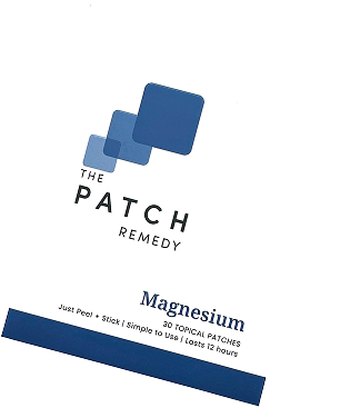 A patch remedy advertisement with a blue and white logo.