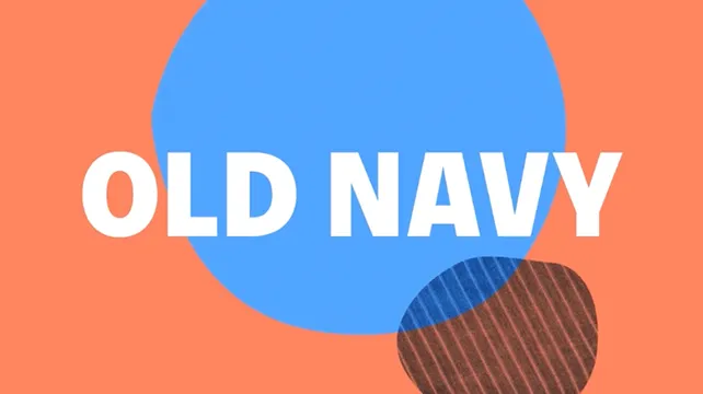 Abstract blue circles on orange background with Old Navy logo