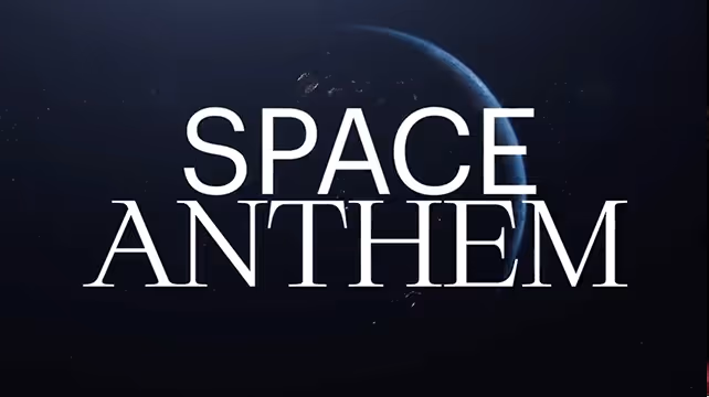 The words Space Anthem overlayed on outer space