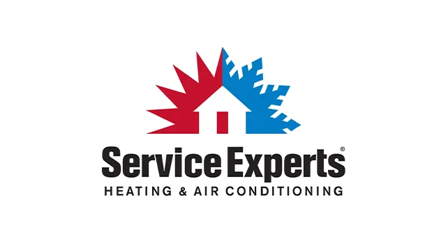 Illustration of a home: half sun, half snowflake. Text read Service Experts Heating & Air Conditioning