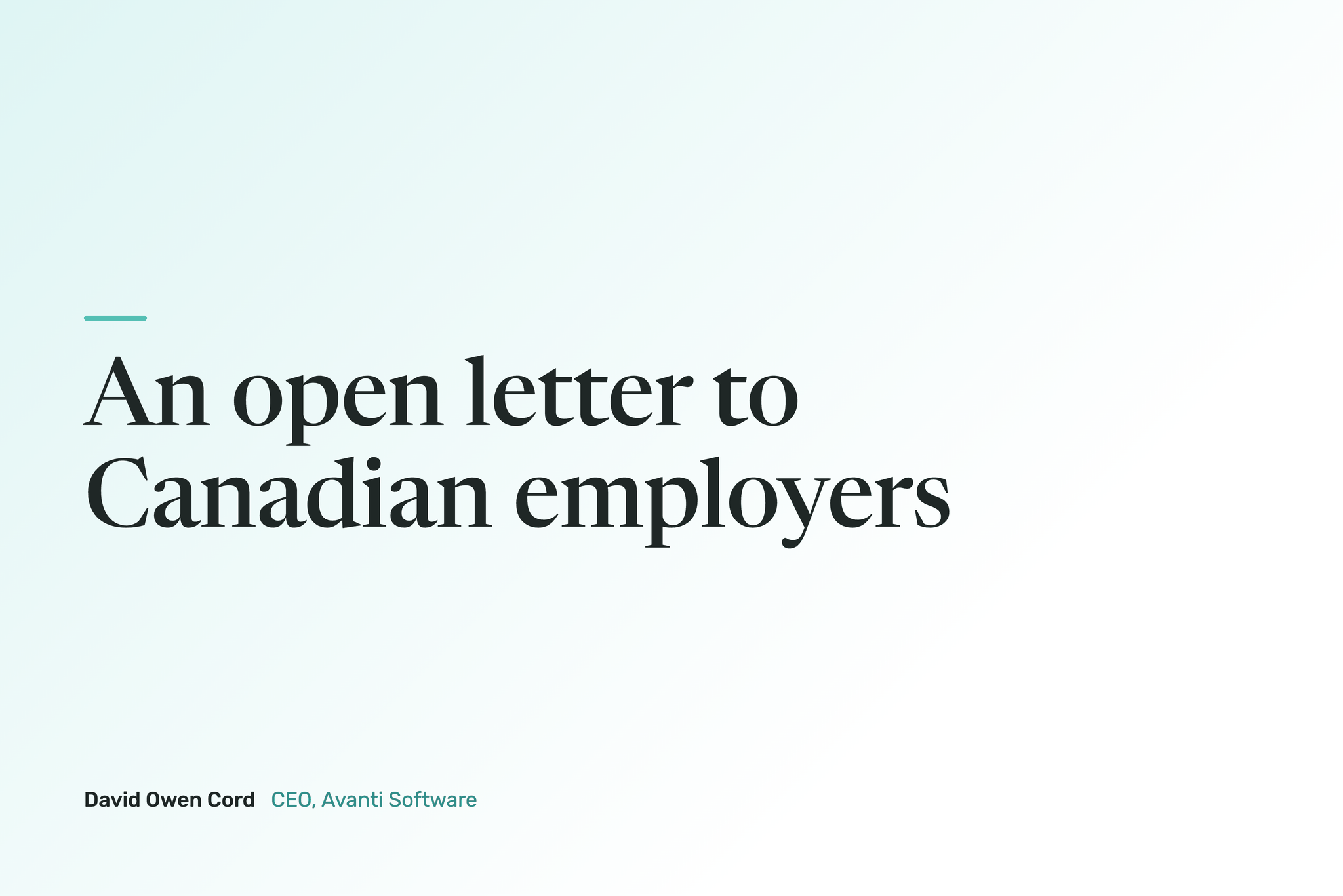 An open letter to Canadian employers
