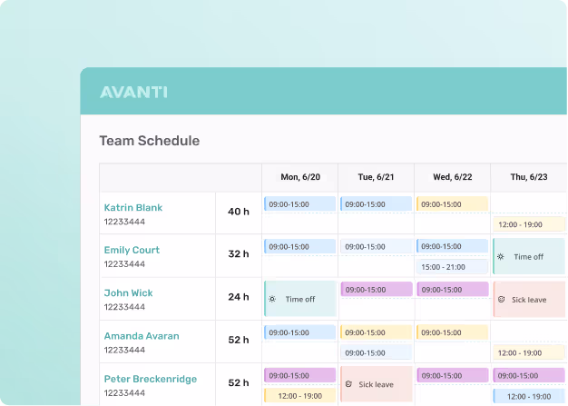 Time & Attendance - scheduling product image