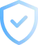 Blue shield with a checkmark indicating security or protection.