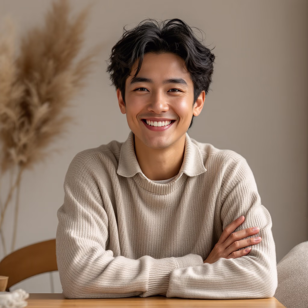 <subject>[headshot] image of customer (for a productivity tools business)</subject>