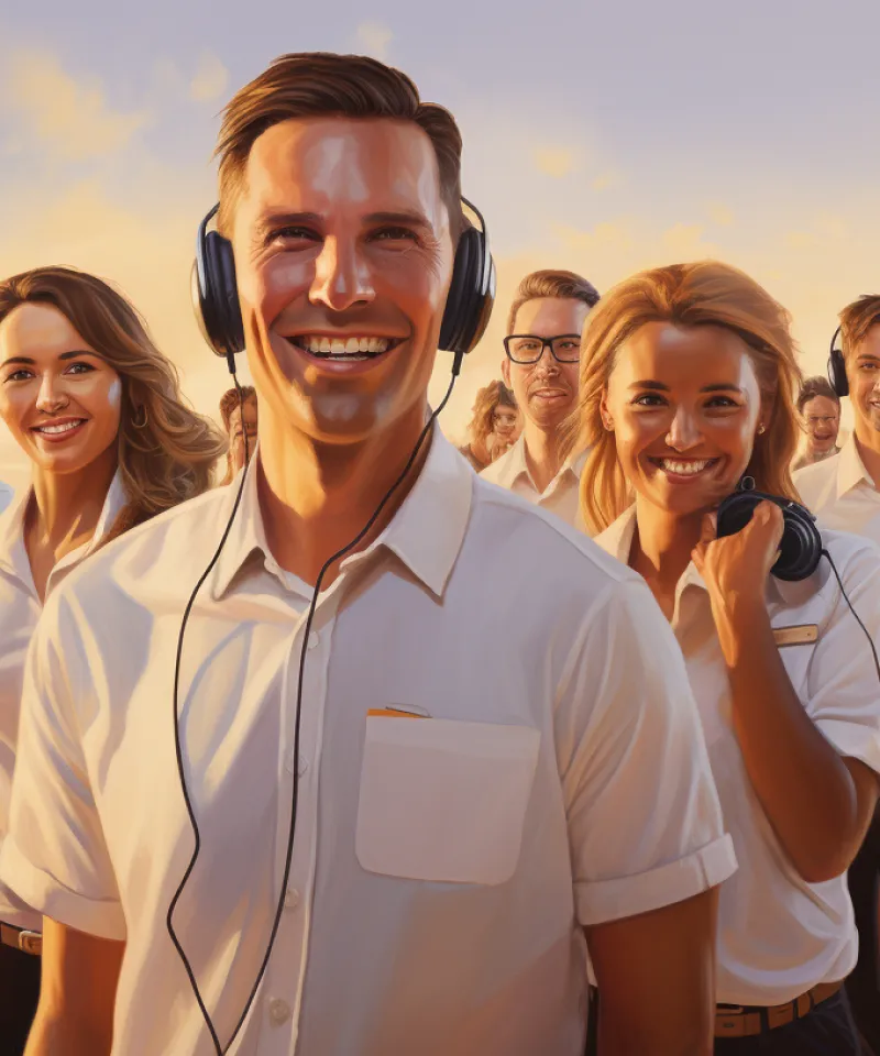 Customer service reps smiling