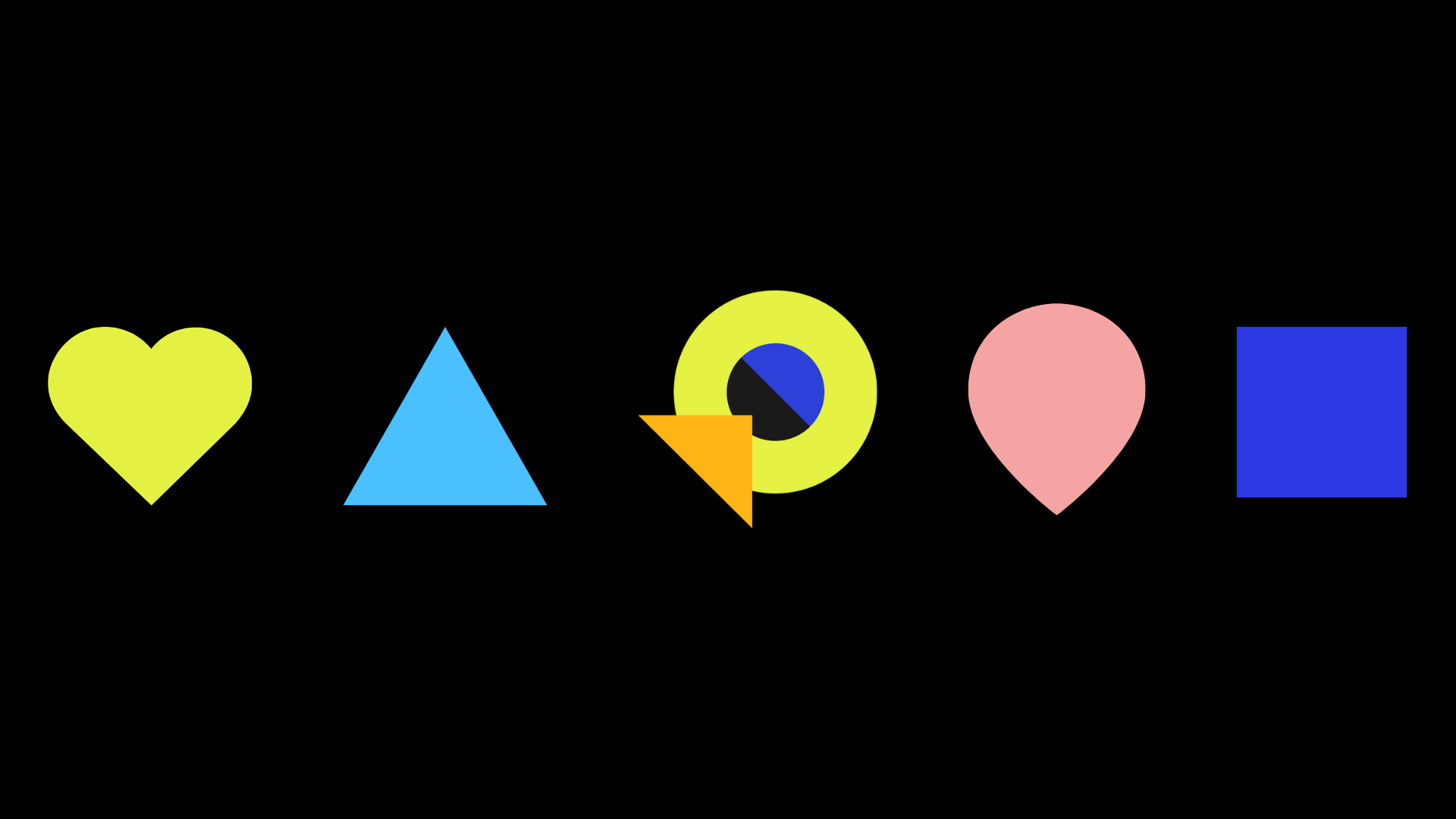 Five different coloured shapes representing different communities