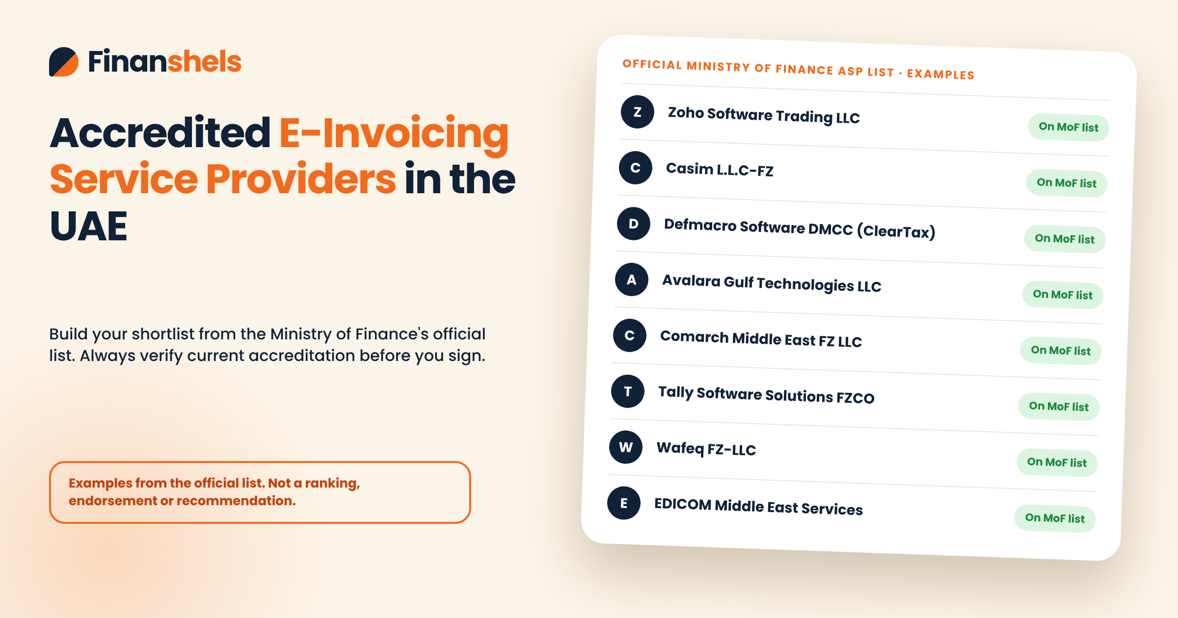 Examples of e-invoicing service providers for UAE businesses