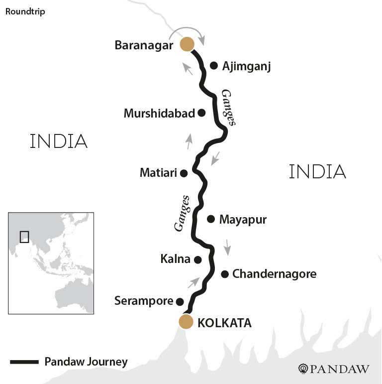 Inspiring India Tour & Pandaw Hooghly River Cruise map