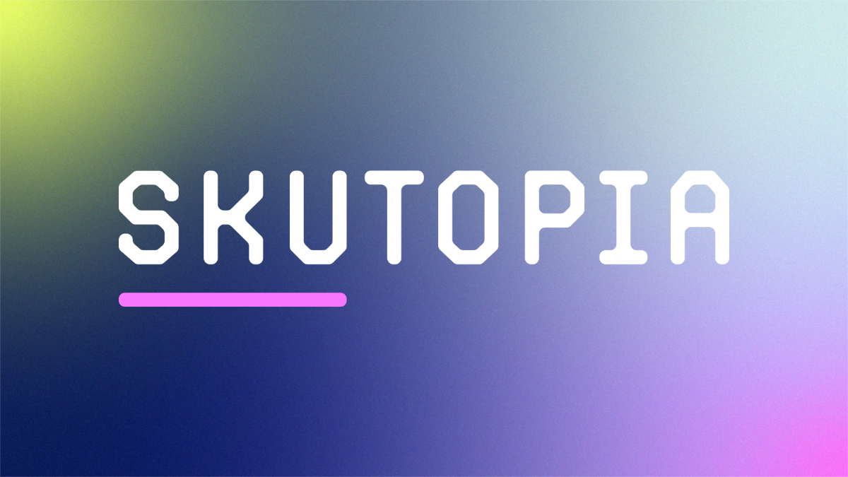A purple and white logo for a futuristic website.