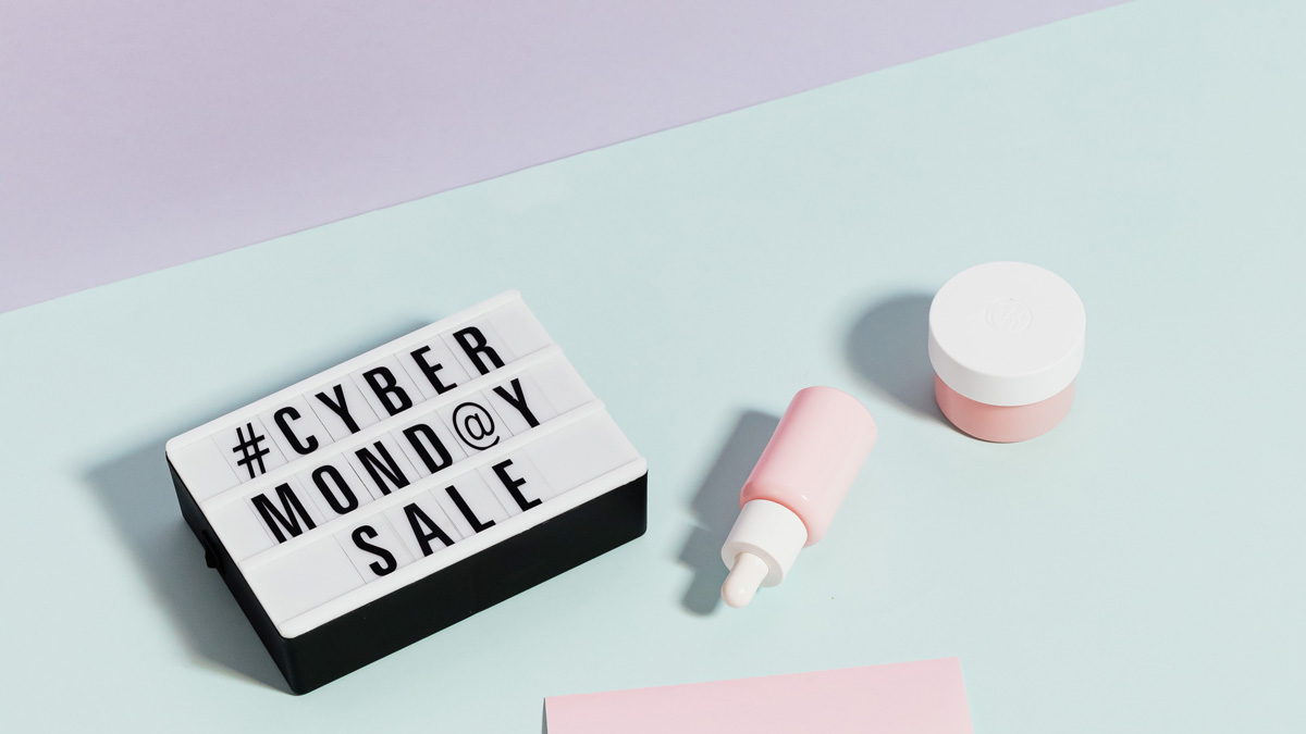 A box of lip balm with the words Cyber Monday Sale on it.