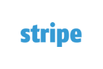 A blue and white logo for Stripe.
