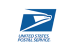 A blue and white logo for the United States Postal Service.