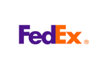 A purple and orange logo for Fedex.