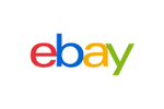 A blue and red logo for eBay.