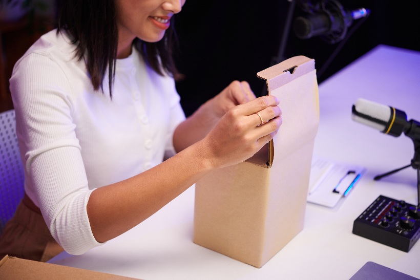 unboxing during the post purchase experience with ecommerce delivery
