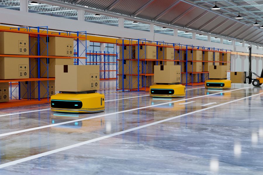 Automated warehouse robots and AGVs working together to improve Australian fulfilment operations