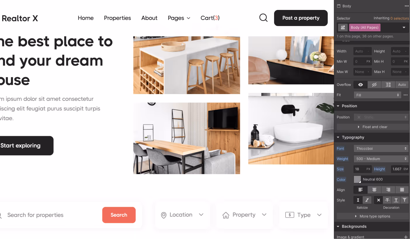 Typography - Realtor X Webflow Template