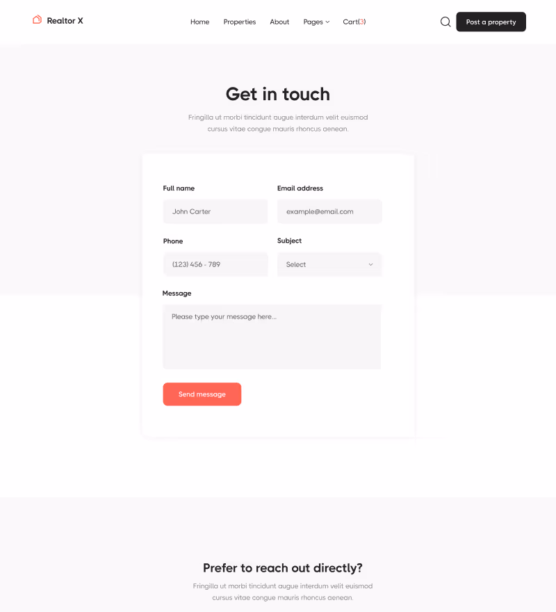 Contact V3 - Realtor X Webflow Template