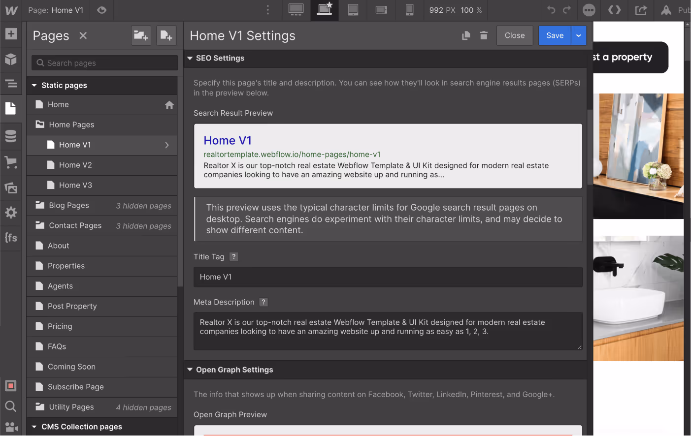 SEO - Realtor X Webflow Template