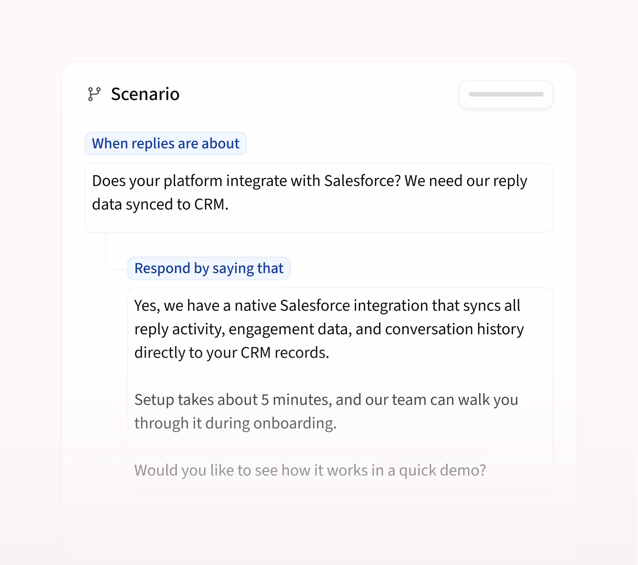 Product screen displaying Amplemarket’s Duo Inbox scenarios being set up