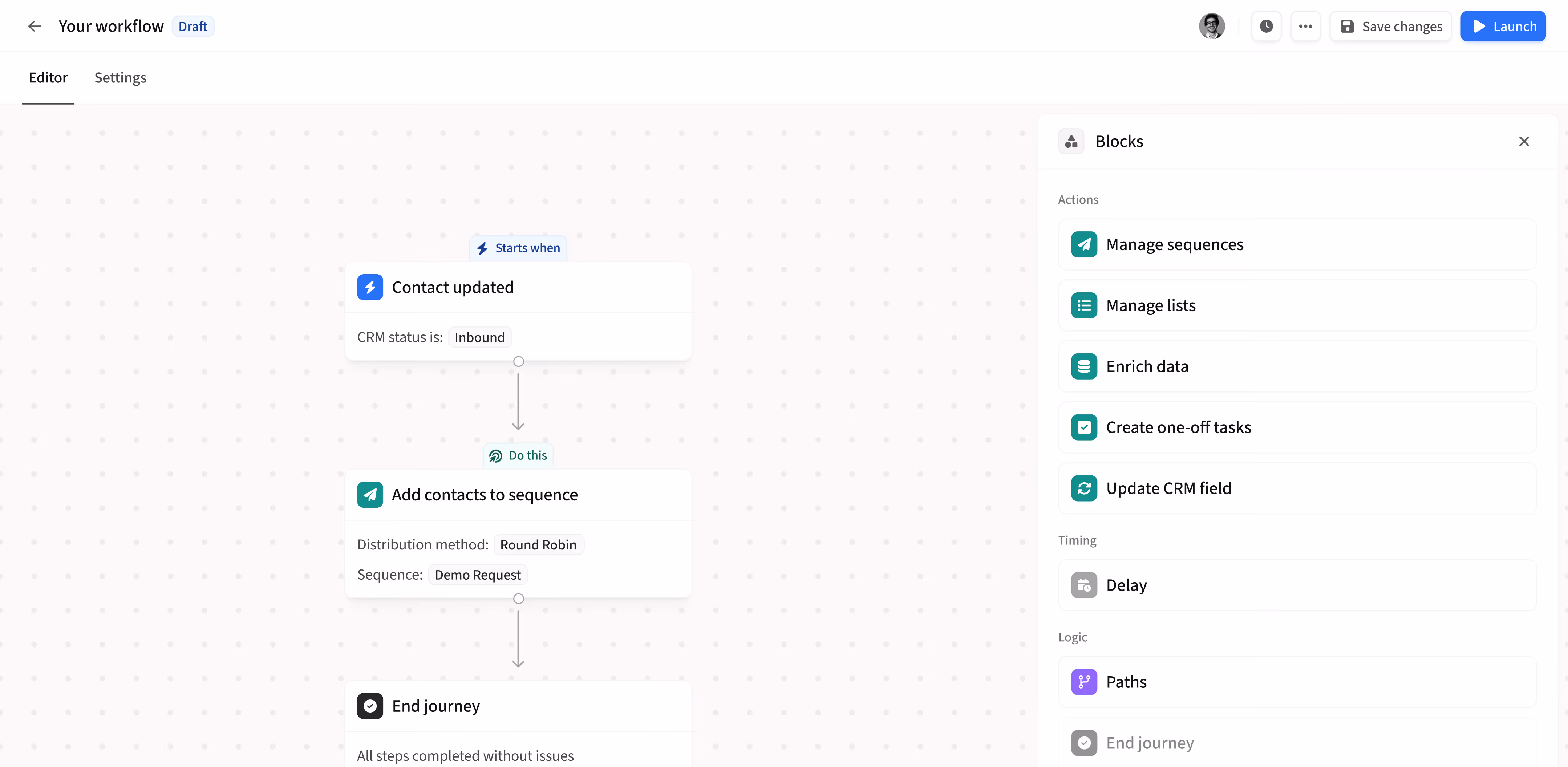 Product screen displaying multichannel sequences