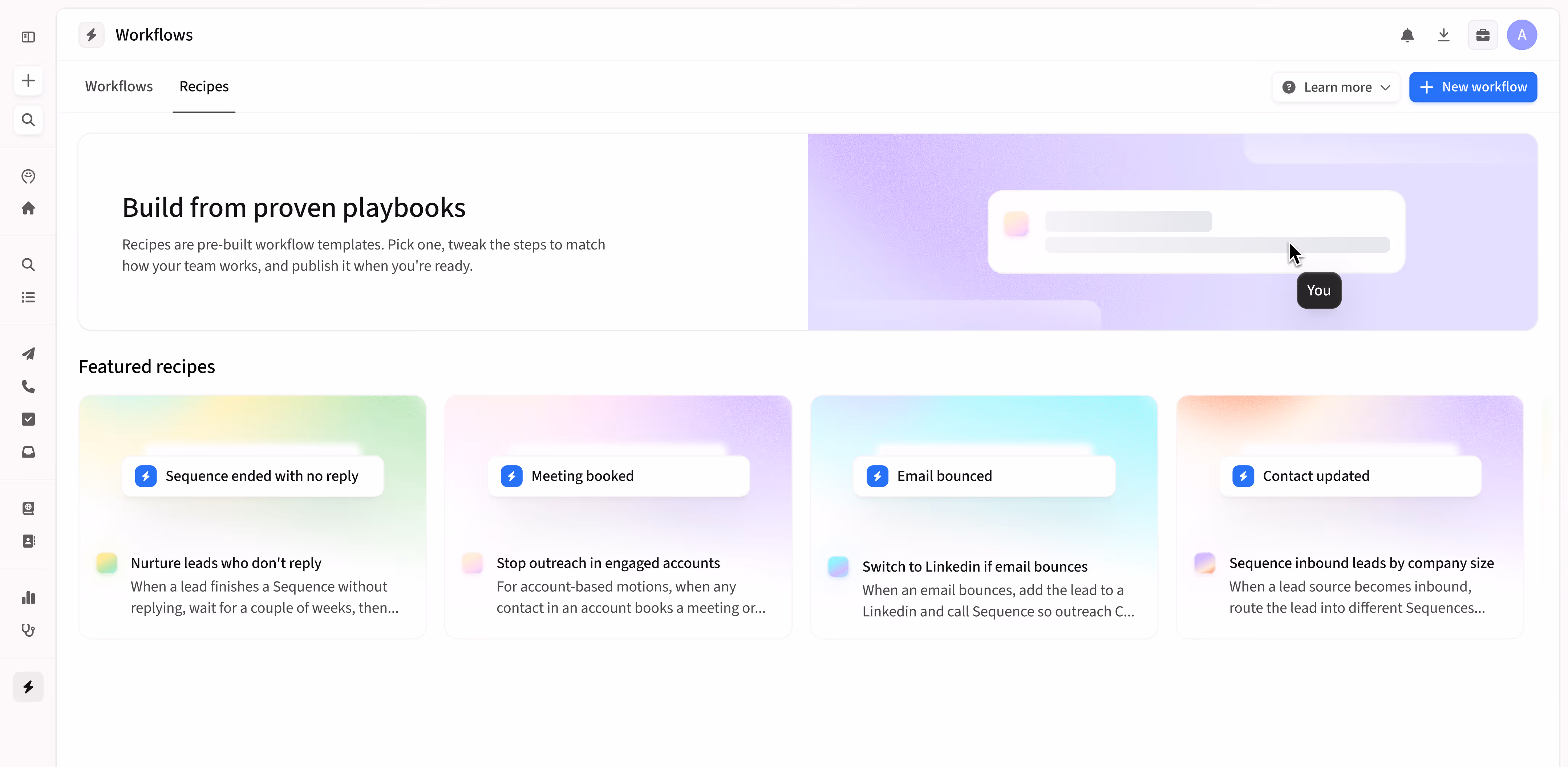 Product screen displaying Amplemarket's Duo Copilot's intent signals list